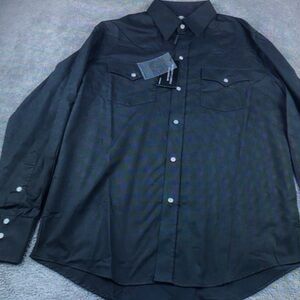 Men's Black Long Sleeve Western Shirt - Unbranded
